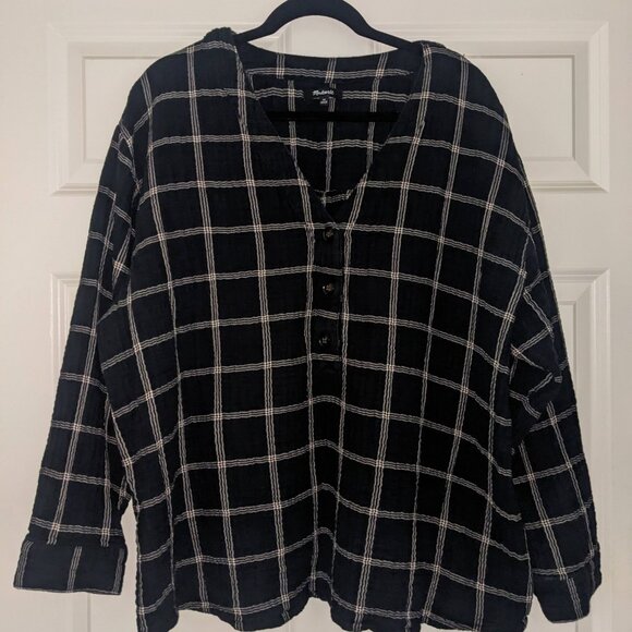 Madewell Lightspun Evert Top in Windowpane - Picture 3 of 6